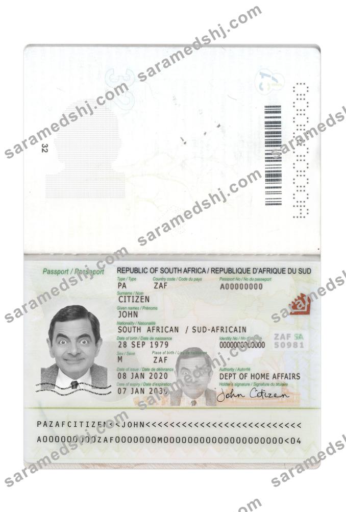 South Africa passport 2020-present